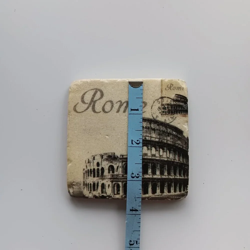 Rome Coloseum Marble Coaster Cork Back 3.5
